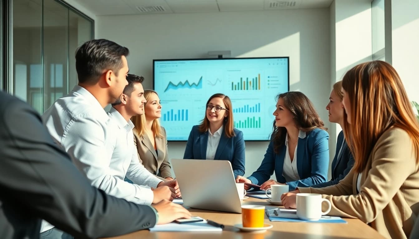 Headhunter Saarbrücken team collaborating in a modern office setting.