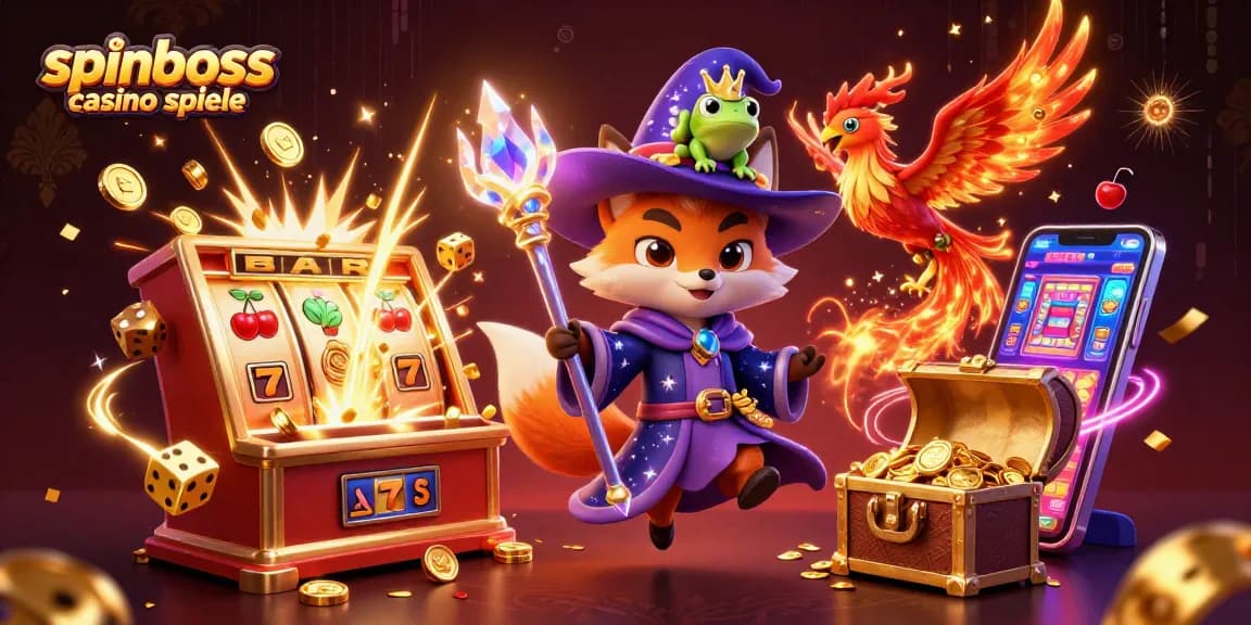 Erleben Sie aufregende SpinBoss Casino Spiele mit einem magischen Fuchszauberer und seinem glühenden Jackpot.
