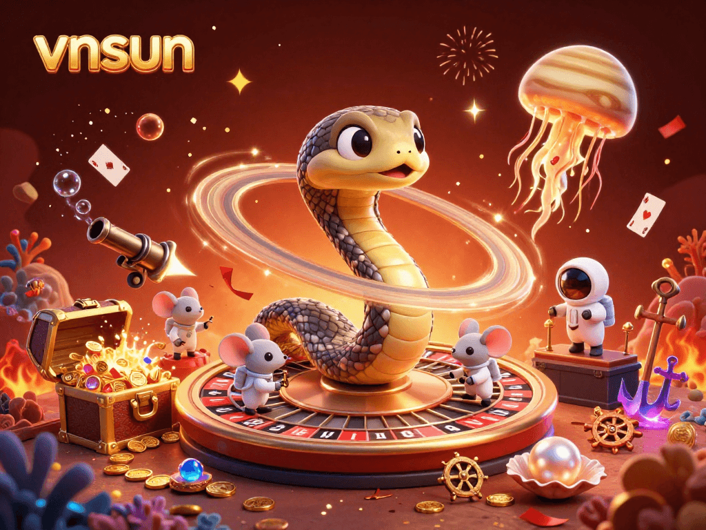 Experience the thrill of betting with vnsun in this vibrant casino-themed 3D illustration.