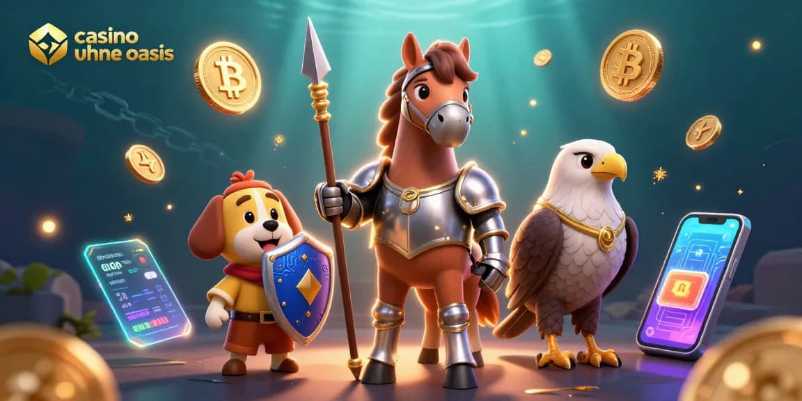 Play thrilling games at the casino ohne oasis featuring dynamic characters and vibrant crypto elements.