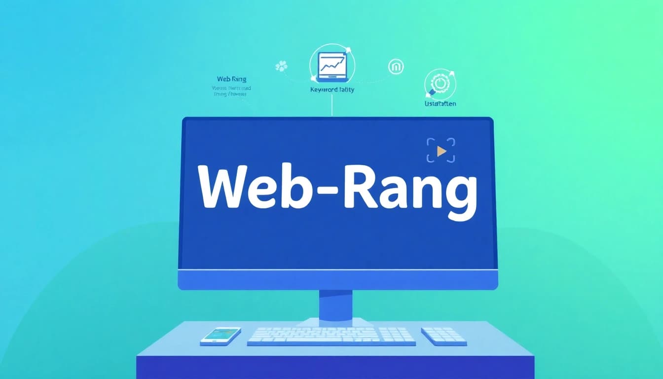 Visualisierung der Faktoren, die den Web-Rang beeinflussen, mit einer hellen und modernen Grafik.