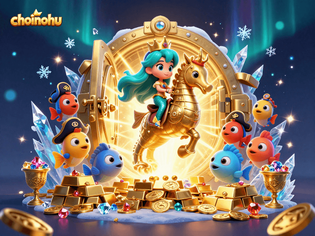 Spin jackpots with choinohu's underwater adventure featuring a mermaid and golden treasures.