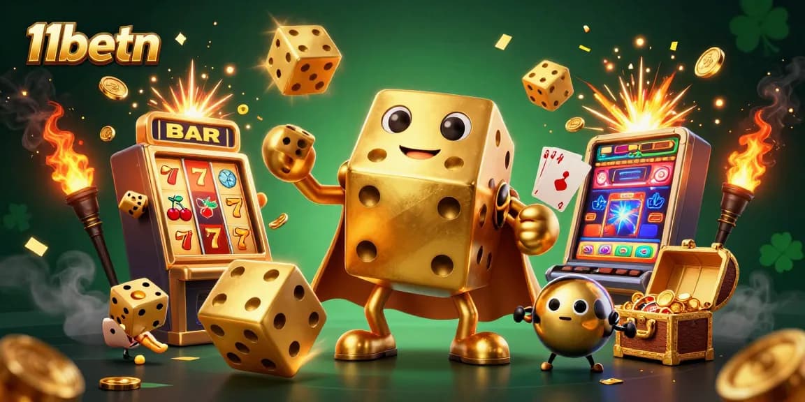 Experience the excitement of 11betn with vibrant casino elements and dynamic characters.
