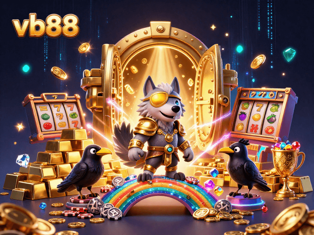 Experience vibrant excitement at vb88 with a 3D illustration showcasing a Norse-inspired casino scene.