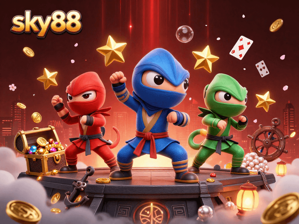 Engage in thrilling action with sky88's ninja chameleons and treasure-filled underwater adventure.