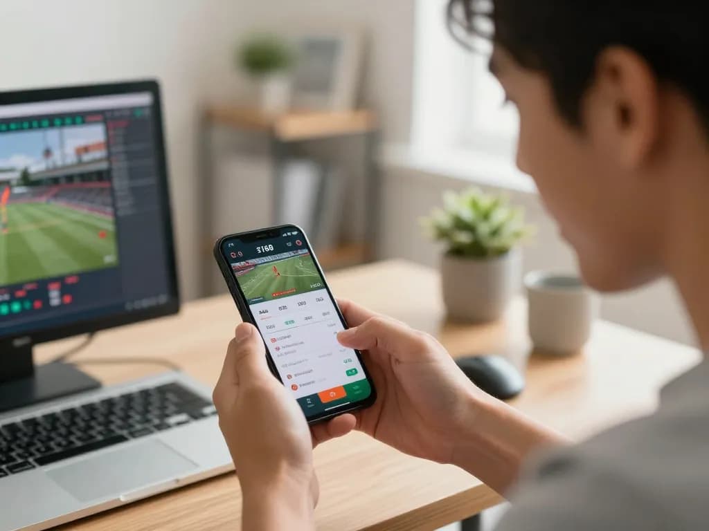 Engaged user placing bets on F168 mobile app during live sports event