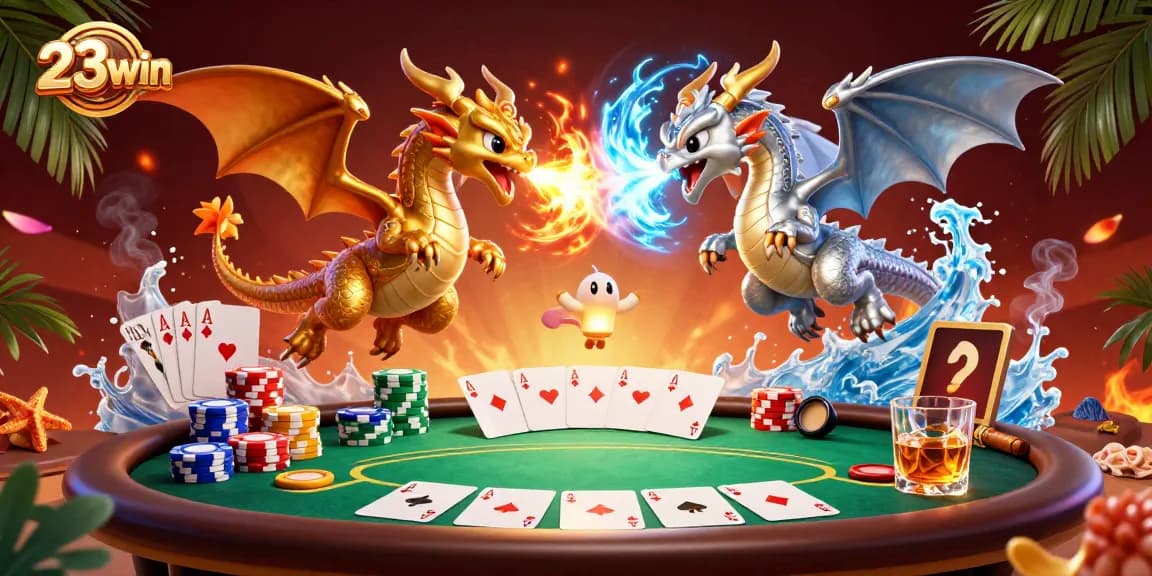 Join the thrilling action at 23win with energetic dragons and vibrant casino elements.