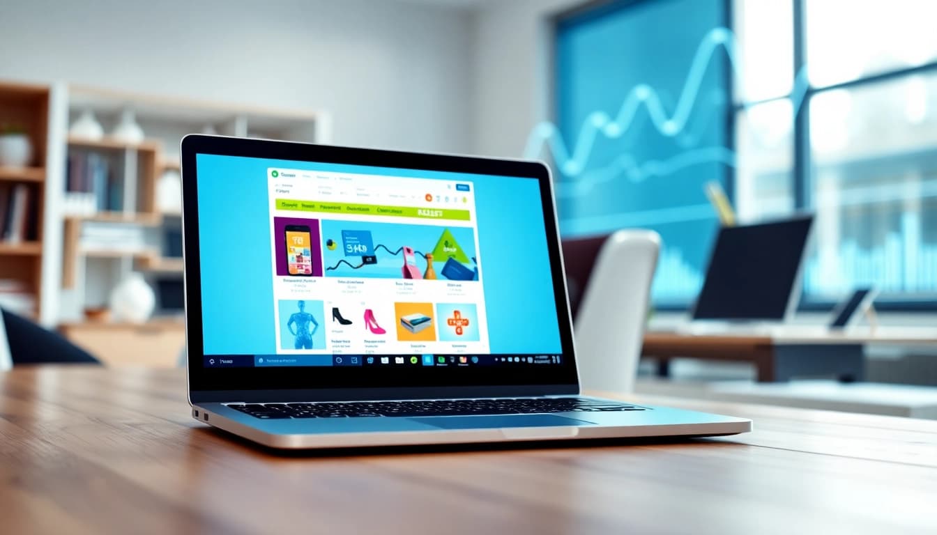 Eingängige Darstellung von Shopware Shops in modernem Design auf einem Laptop.