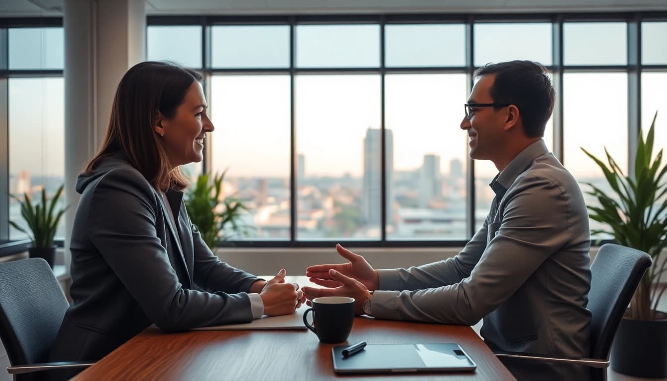Engaging interview with a Headhunter Chemnitz in a modern office setting.