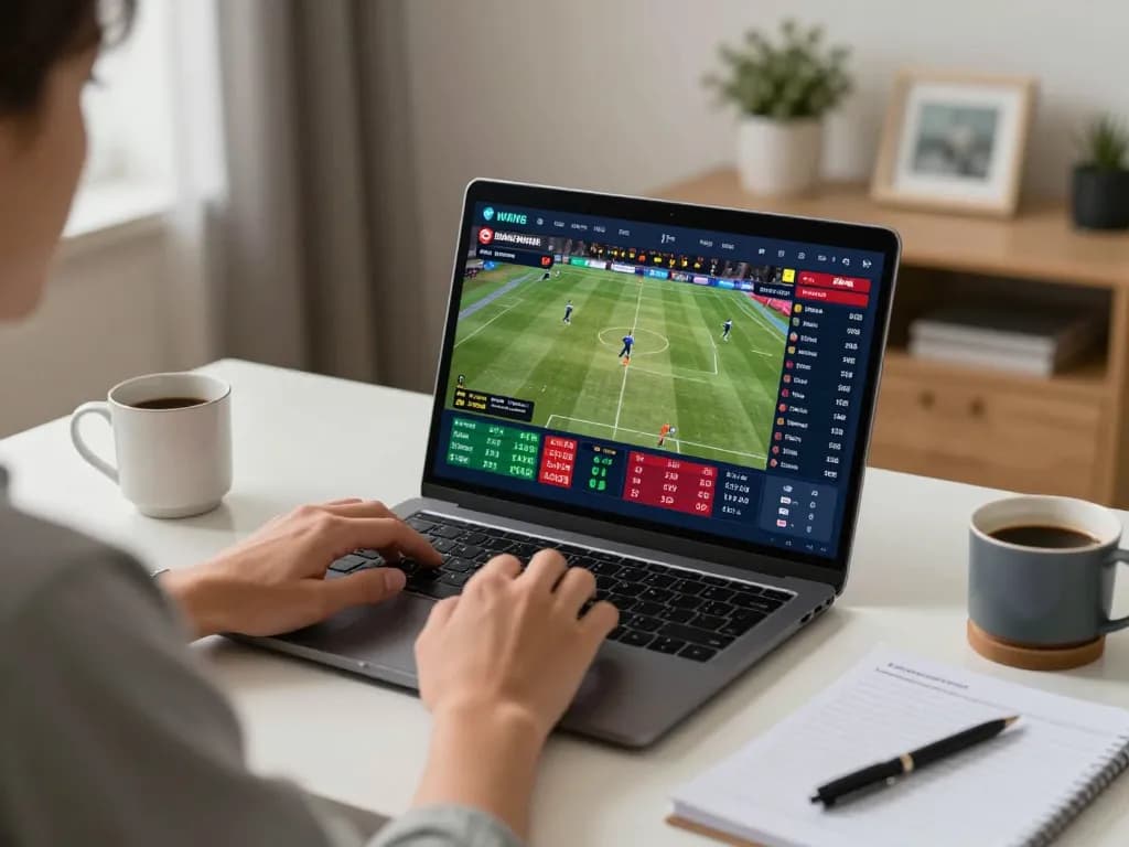 Soi kèo in action with a person placing bets on live sports, showcasing the excitement of online gambling.
