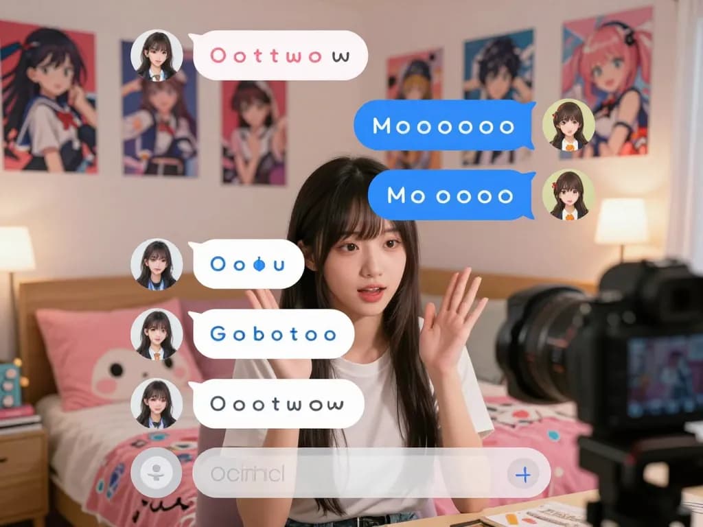 Engaging hentai ai chat scene with animated waifu character interacting in a cozy digital space.