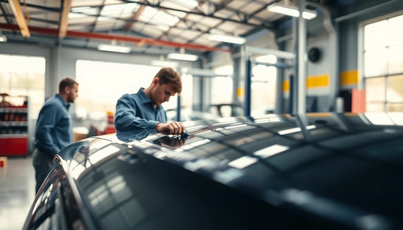 Kratzer Reparatur Auto München mit professionellen Technikern in einer modernen Werkstatt