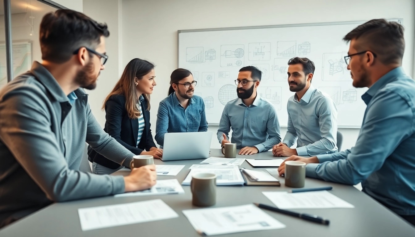 Headhunter Ingenieure discussing innovative project plans in a modern office environment.