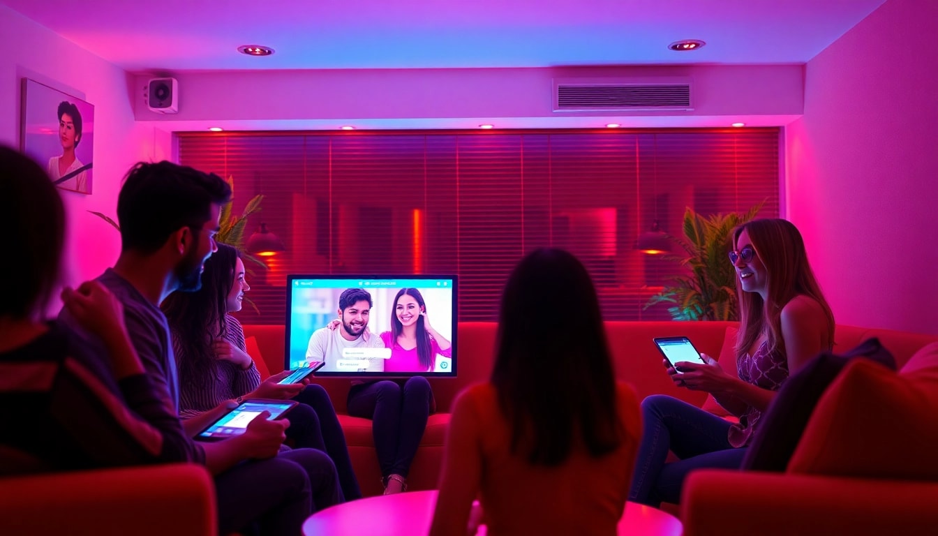 Inviting virtual environment showcasing engaging sex chat sessions with diverse individuals.