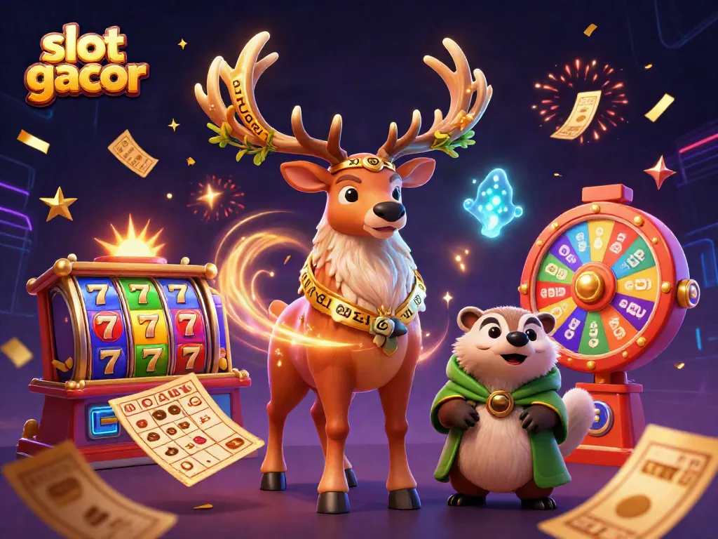 Unleash your winning potential with slot gacor showcasing vibrant symbols and captivating characters in a magical casino scene.
