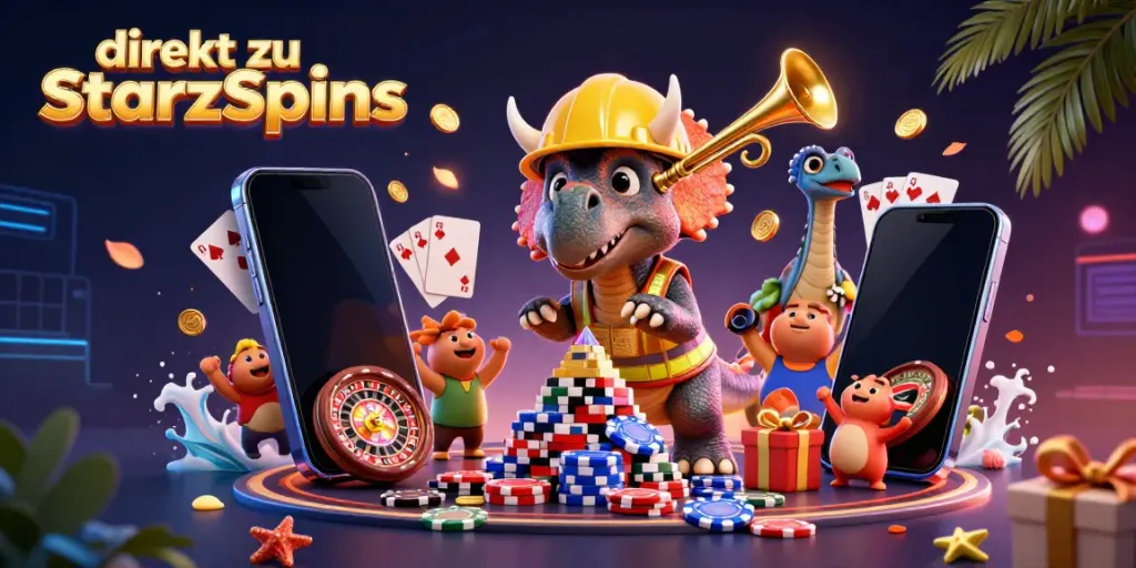 Spiele Slot Spiele und gewinne groß direkt zu StarzSpins in diesem 3D-Bild.