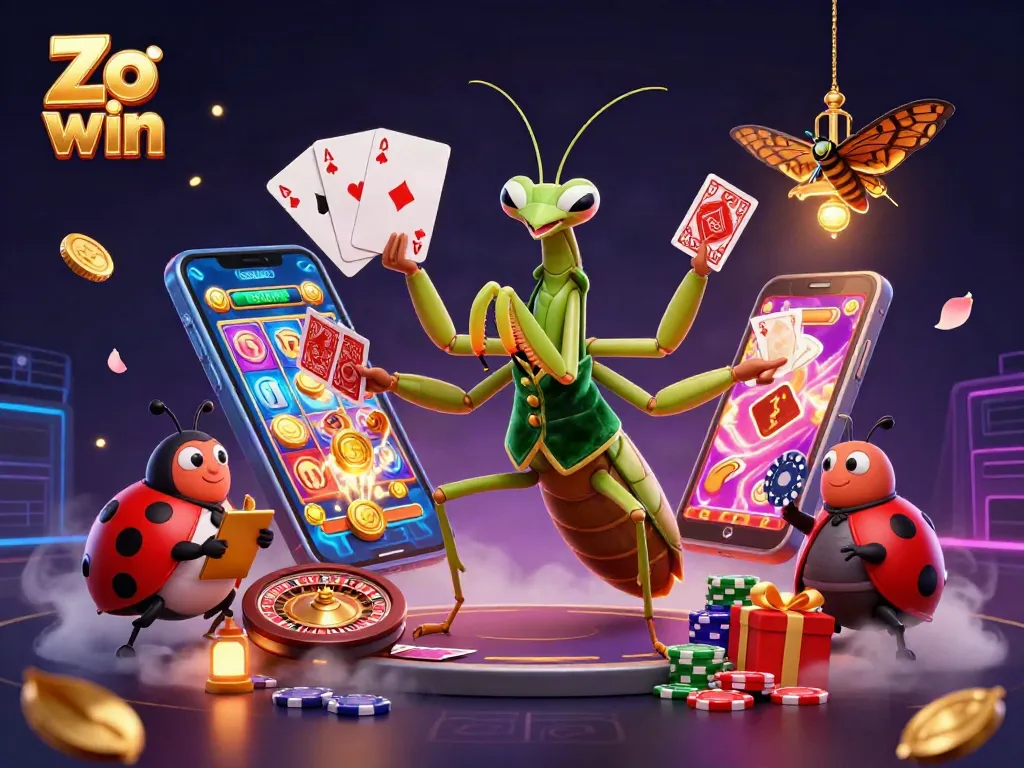 Experience the thrill of Zo win with a vibrant casino scene showcasing dynamic card games and big wins.