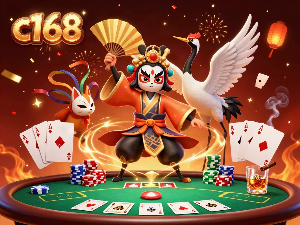 Experience the thrill of c168 gaming with dynamic poker action animated by vibrant characters and casino elements.