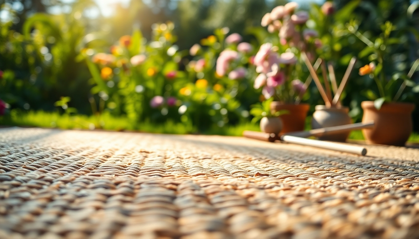 Hanfmatte in einem ruhigen Garten, perfekt für Entspannung und natürliche Eleganz.