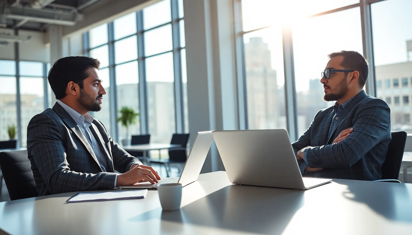 Headhunter Ingenieure interviewt einen Ingenieur in einem modernen Büro.