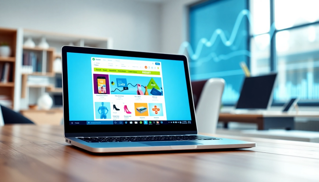 Eingängige Darstellung von Shopware Shops in modernem Design auf einem Laptop.