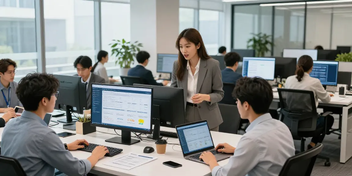 Immobilienmakler Weingarten in einem modernen Büro, das digitale Technologie für Immobilienbewertungen nutzt.
