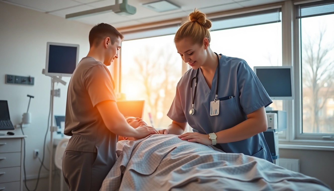 intensivpflege frankfurt - Experienced nurse attentively caring for a patient in a modern hospital.