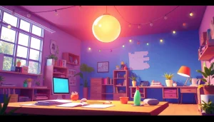 Animation Erstellen im kreativen Prozess mit lebendigen Farben und dynamischen Grafiken.