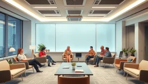 Aktive Diskussion über Marketing für Pflegedienste in einem modernen Büro mit Pflegefachkräften.