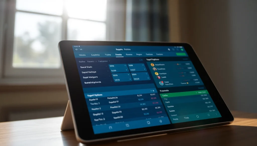 Neue Wettanbieter Plattform mit lebhaften Quoten und Wettoptionen auf einem Tablet zeigen.