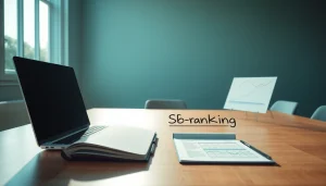 Überprüfen Sie das SEO-Ranking mit einem modernen Arbeitsplatz-Setup und Motivationsmaterialien.