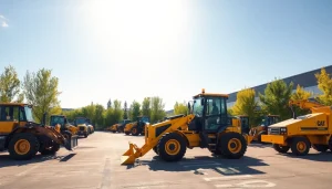 Baggervermietung Hannover - modernes Vermietungszentrum mit Baumaschinen im Freien.
