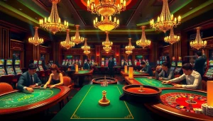 Experience the thrill of gaming at a real online casino with luxurious tables and engaged players.