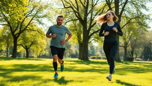 Joggende Sportler in knielangen Kompressionssocken fördern die Durchblutung während ihres Trainings.