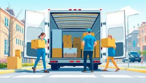 Schnelle und professionelle Umzugshelfer von umzugsunternehmen saarbrücken laden Möbel in ein Fahrzeug