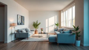 Gemütliche Sitzecke in einem modernen Raumgestaltung mit sanften Lichtverhältnissen und eleganter Farbpalette.