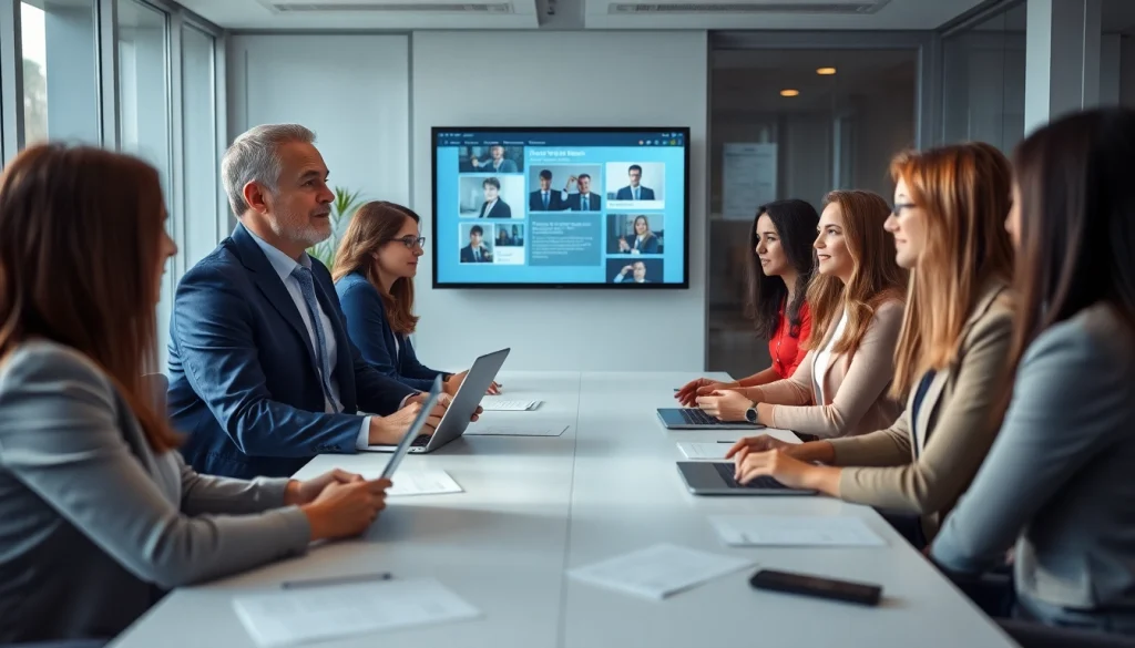 Headhunter Bochum meeting with diverse job candidates in a modern office.