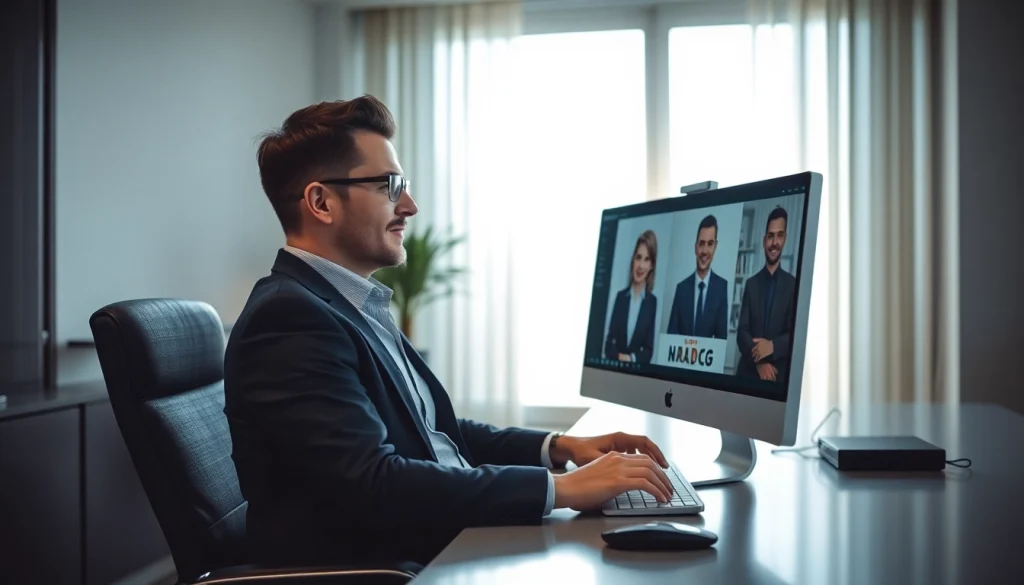 Headhunter Frankfurt in einem modernen Büro, während er mit einem Kandidaten spricht.