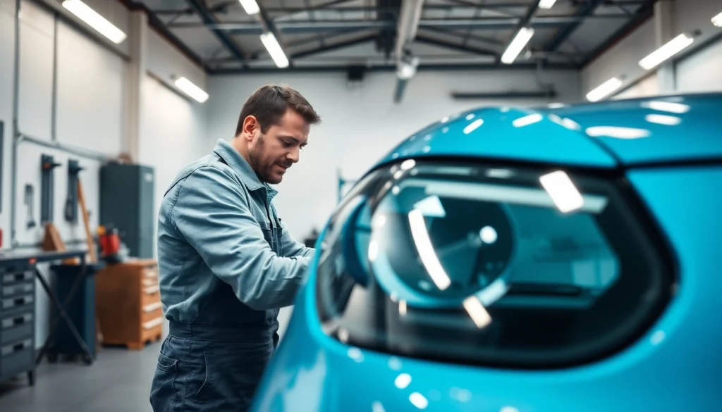 Dellenreparatur München (PDR) - Professionelle Reparatur durch erfahrenen Mechaniker in heller Werkstatt.