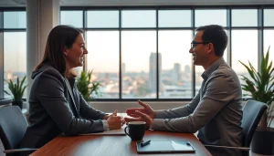 Engaging interview with a Headhunter Chemnitz in a modern office setting.