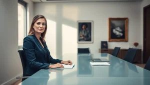 Geschäftsfrau im Gespräch mit einem Headhunter CEO in einem modernen Büro.