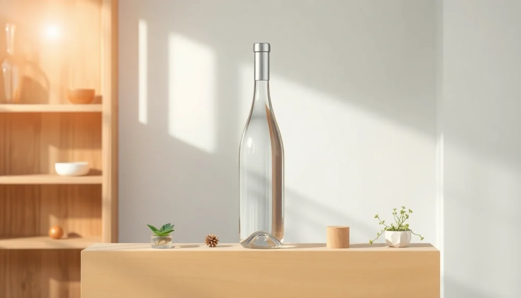 Kolloidales Silber kaufen: Premium-Flasche auf Holzregal mit Pflanzen und Kerzen für ein ansprechendes Ambiente.