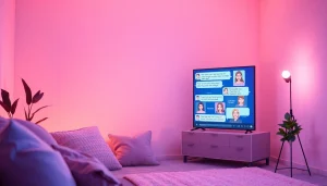 Engaging virtual scene of porn ai chat with playful AI characters in a cozy digital space.