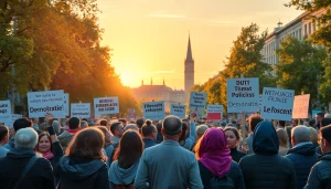 Diskussion über Politik und Meinung unter verschiedenen Menschen in einem urbanen Setting.