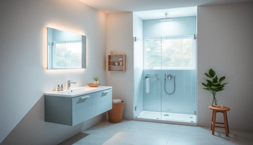 Präsentation der modernen sanitären Anlagen von sonni sanitär GmbH in einem eleganten Badezimmer.