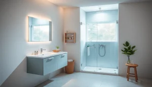 Präsentation der modernen sanitären Anlagen von sonni sanitär GmbH in einem eleganten Badezimmer.