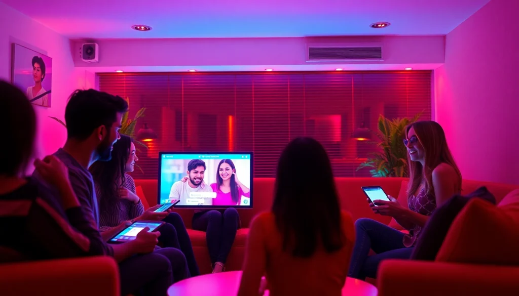 Inviting virtual environment showcasing engaging sex chat sessions with diverse individuals.