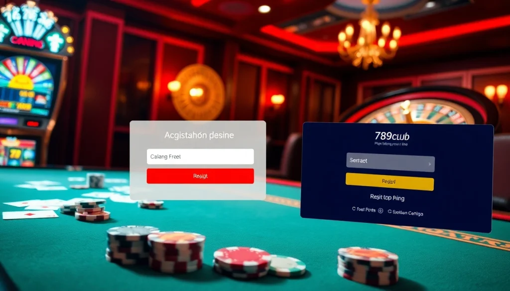 Engage in the excitement of đăng ký 789club at a luxurious casino table filled with poker chips and cards.