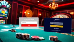 Engage in the excitement of đăng ký 789club at a luxurious casino table filled with poker chips and cards.