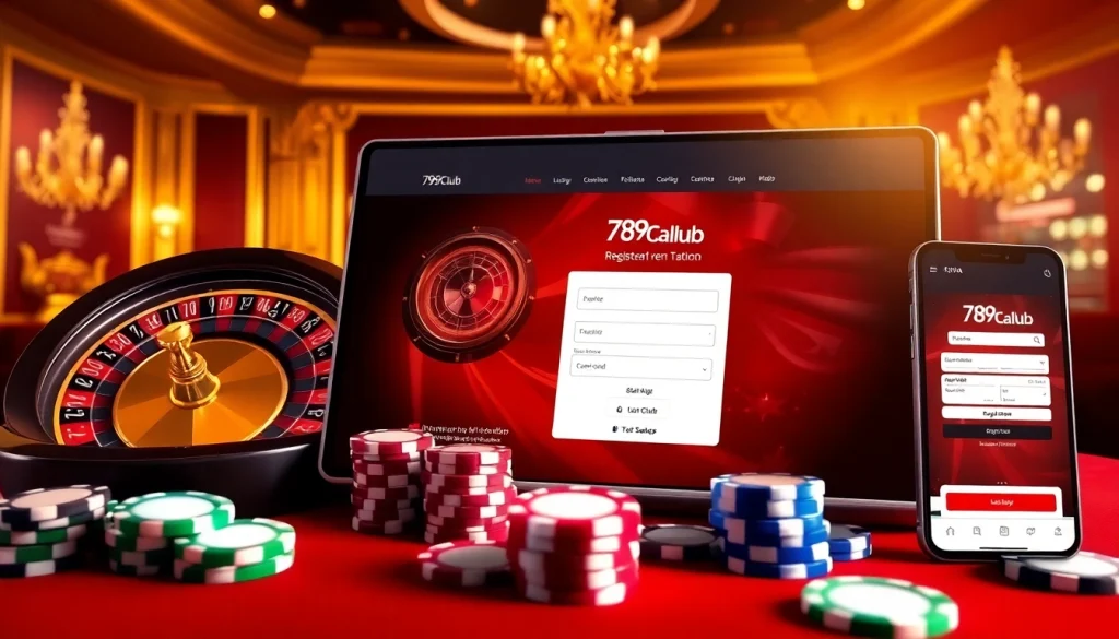 Engage in casino excitement by registering for 789club with vibrant visuals of poker chips and roulette wheels.